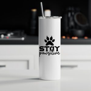 Ποτήρι θερμός μεταλλικό με καλαμάκι | Stay pawsitive 2