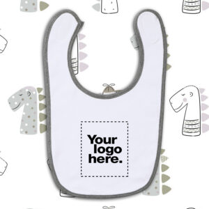 Παιδική Σαλιάρα (Άσπρο / Γκρι) – Bib_Grey_Custom | Teesney