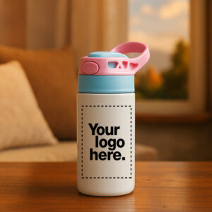 Παιδικό ανοξείδωτο μπουκάλι με καλαμάκι | Ροζ - Γαλάζιο