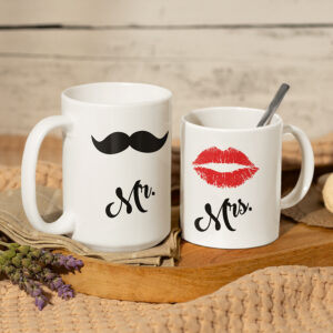 Σετ Λευκές Κούπες King-size & Queen-size | Mr & Mrs