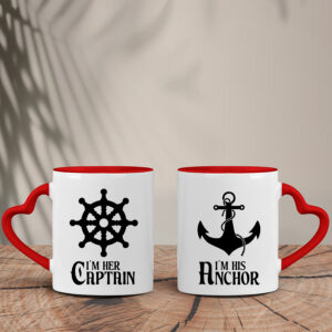 Σετ Κούπες Καρδιά | Her Captain / His Anchor