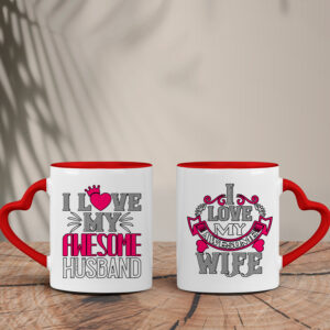 Σετ Κούπες Καρδιά | I Love my awesome husband/wife