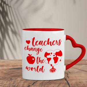 Δίχρωμη Κούπα Καρδιά | Teachers change the world