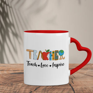 Δίχρωμη Κούπα Καρδιά | Teacher teach-love-inspire
