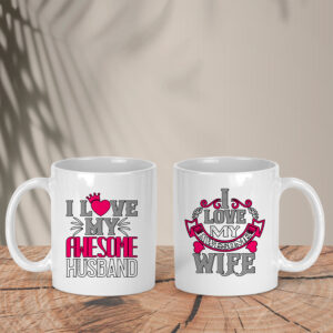 Σετ Λευκές Κούπες | I Love my awesome husband - wife