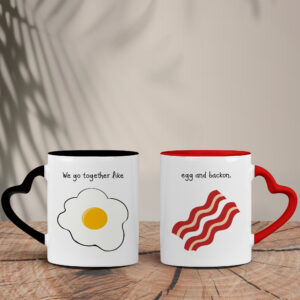 Σετ Δίχρωμες Κούπες Καρδιά | Eggs & Bacon