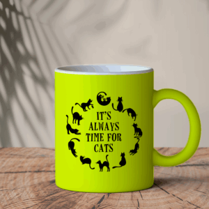 Φωσφοριζέ Κούπα Κίτρινη | It's always time for cats