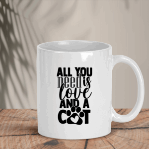 Λευκή Κούπα | All you need is love and a cat