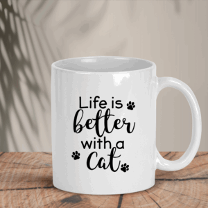 Λευκή Κούπα | Life is better with a cat