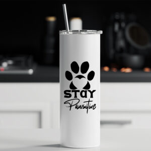 Ποτήρι θερμός μεταλλικό με καλαμάκι | Stay Pawsitive