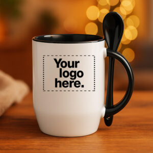 Κούπα με Κουταλάκι | Εκτύπωσε το δικό σου | Μαύρη