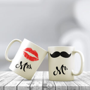 Σετ Λευκές Κούπες | Moustache & Lips