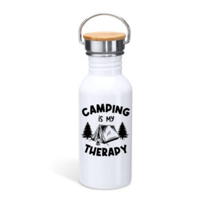 Μπουκάλι θερμός με καπάκι μπαμπού | Camping is my Therapy