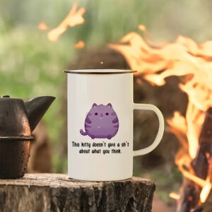 Εμαγιέ Κούπα 440 ml | This kitty doesn't give a sh't