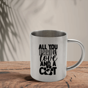 Mεταλλική Κούπα | All you need is love and a cat