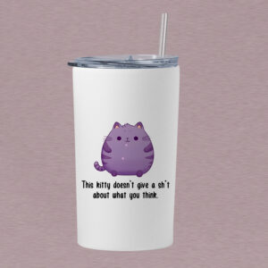 Τumbler θερμός 360ml | This kitty doesn't give a sh't