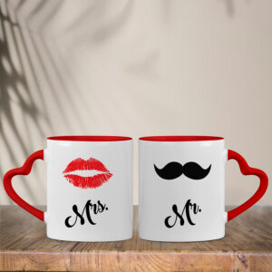 Σετ Κούπες Καρδιά | Moustache & Lips