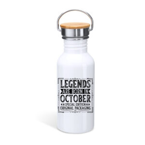 Μπουκάλι με καπάκι μπαμπού 650ml | Legends are born in  October