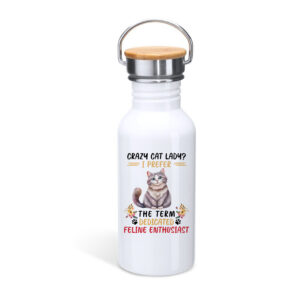 Μπουκάλι με καπάκι μπαμπού | Crazy Cat Lady