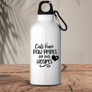 Μεταλλικό μπουκάλι θερμό αλουμινίου 600 ml | Cats leave paw prints on our hearts
