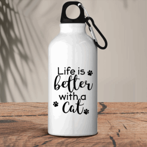 Μεταλλικό μπουκάλι θερμό 600 ml | Life is better with a cat