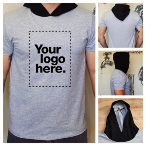 T-shirt με Κουκούλα | Γκρι ~ Μαύρο