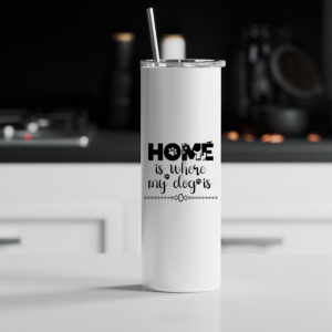 Ποτήρι θερμός μεταλλικό με καλαμάκι | Home is where my dog is