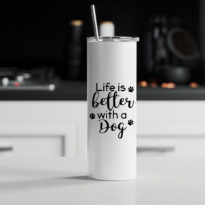 Ποτήρι θερμός μεταλλικό με καλαμάκι | Life is better with a dog