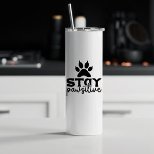 Ποτήρι θερμός μεταλλικό με καλαμάκι | Stay pawsitive 2