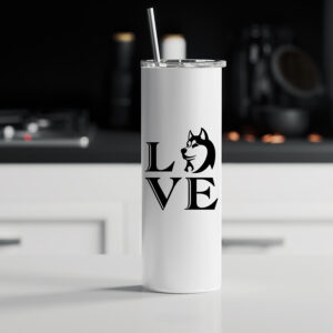 Ποτήρι θερμός μεταλλικό με καλαμάκι | LOVE 1