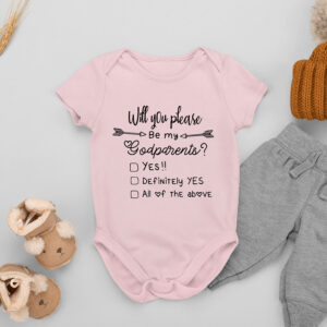 Βρεφικό Φορμάκι ροζ | Will you please be my Godparents?