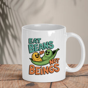 Λευκή κούπα | Eat beans not beings